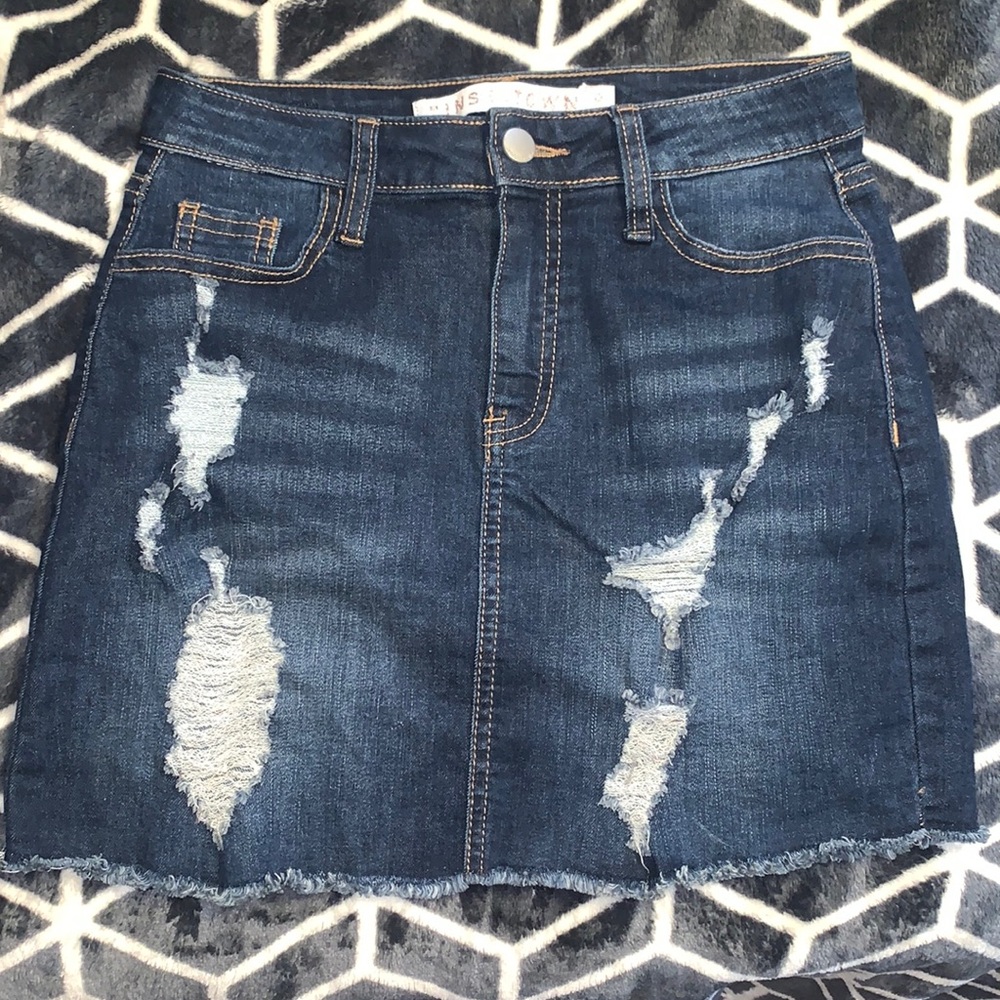 Distressed Denim Mini Skirt